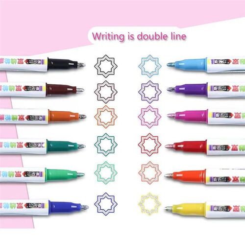 极速New 8/12Colors Double Line Outline Art Pen Marker Pen Fo