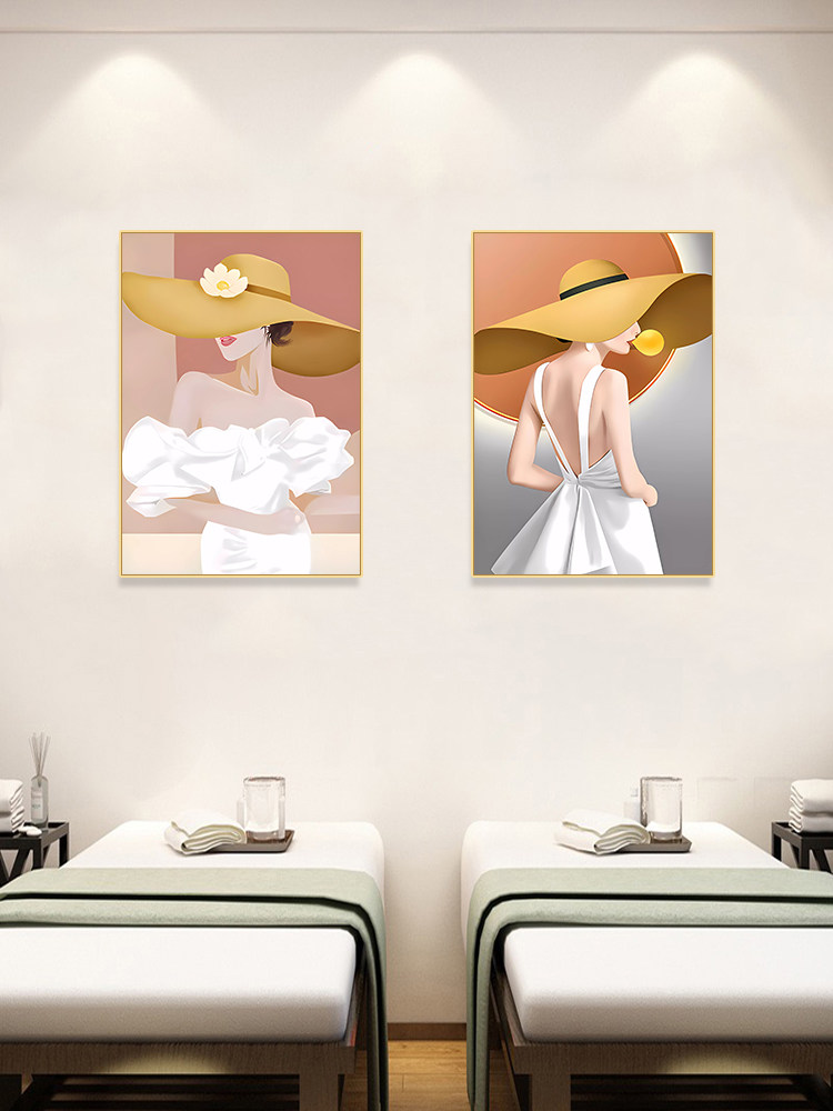 美容院墙面装饰画人物高端背景墙挂画艺术美容服装店客厅墙面壁画