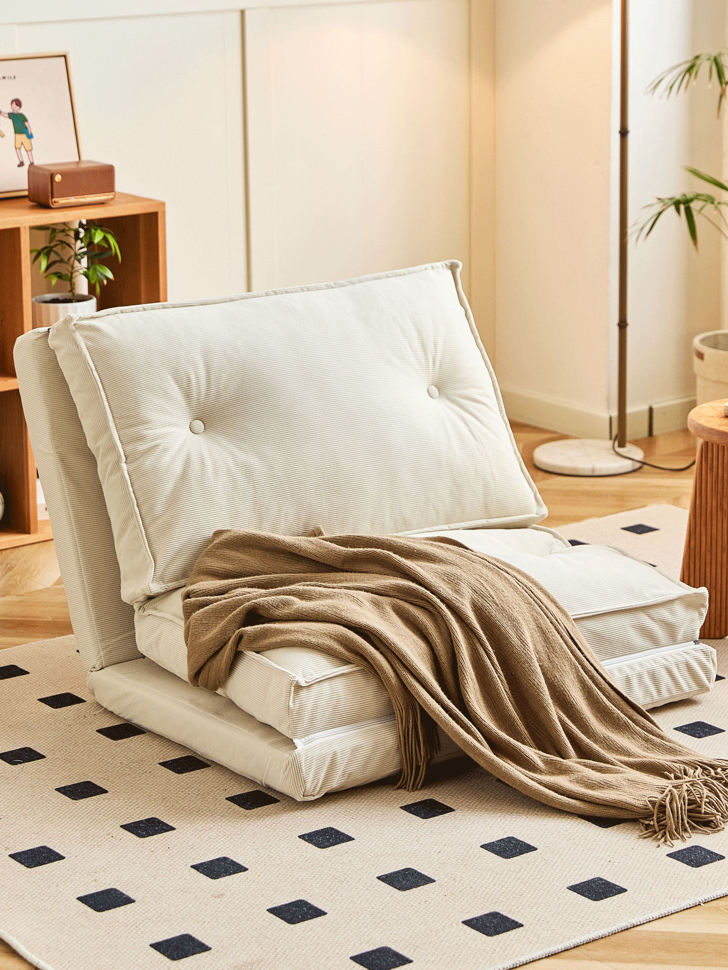 多功能折叠懒人沙发可躺可睡客厅榻榻米科技布阳台飘窗单人小沙发