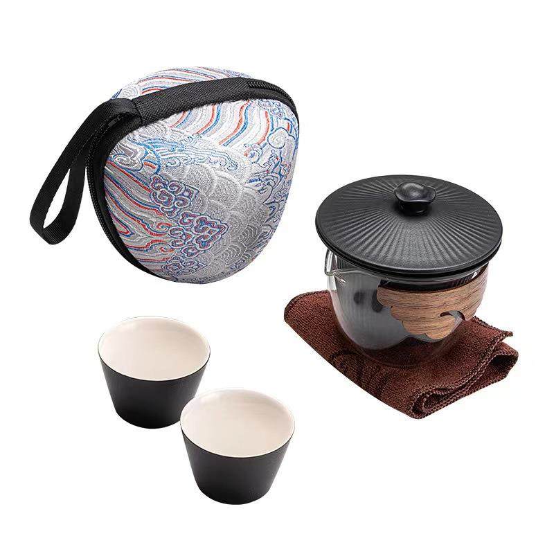 昊燃陶瓷快客杯玻璃旅行茶具套装小型户外露营便携式一壶二杯,餐饮具,旅行茶具,淘宝优惠券,粉丝福利购,淘宝优惠卷