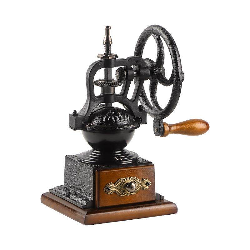 复古手摇咖啡磨豆机手动研磨机粉粹机小手轮磨粉机器具