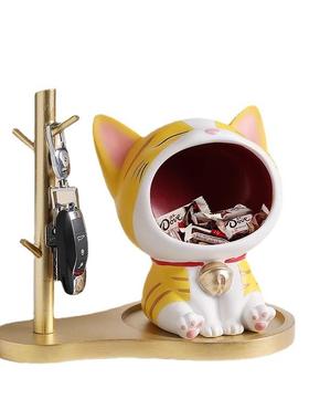 招财猫钥匙收纳摆件入户玄关置物架家居客厅桌面装饰乔迁新居礼品