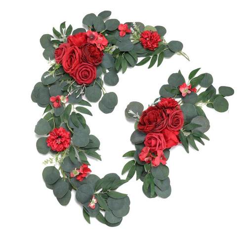 人造拱门花套装婚礼布置背景假花垂蔓装饰拱形花迎宾装饰玫瑰角花