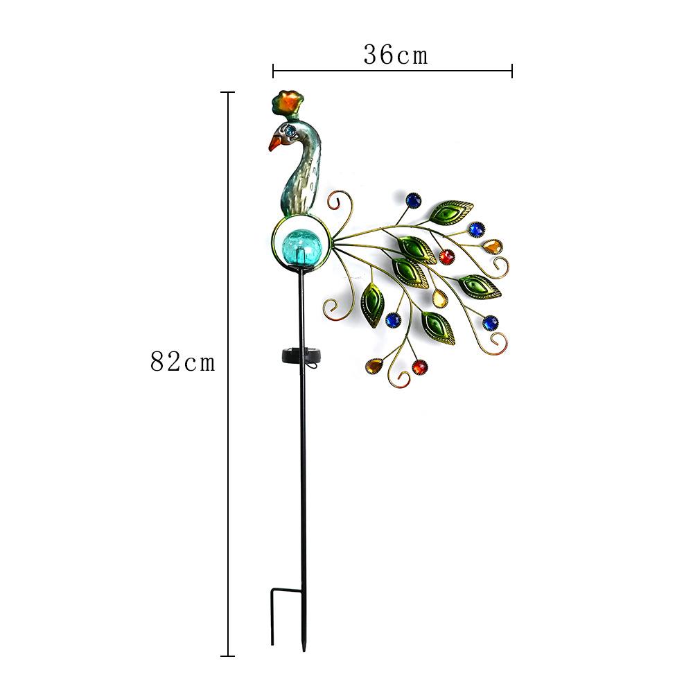 太阳能铁艺雀地路插灯草孔坪花园庭院景观装饰孔雀灯摆地插件