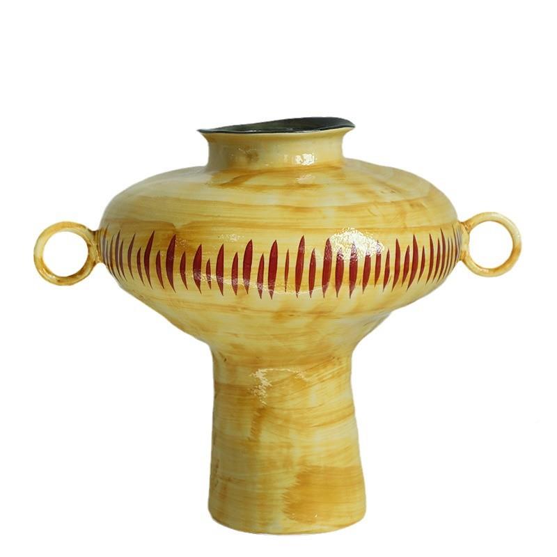 北欧si双BVU瓷n复古侘寂风土陶罐陶瓷花瓶耳景德镇陶民宿装饰摆