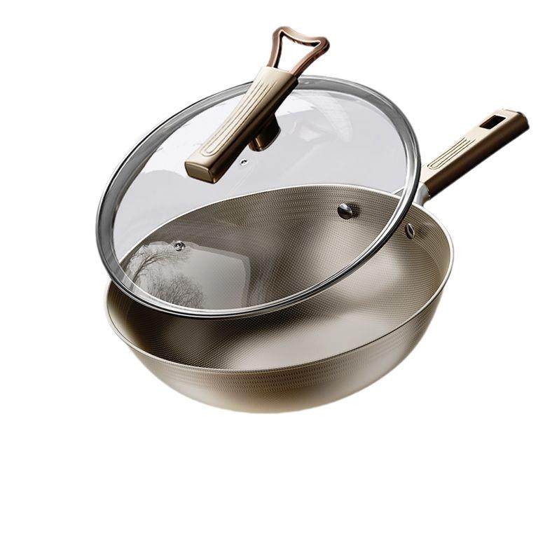 双面钛锅钛盾不粘锅家用炒菜锅有钛不锈钢炒锅平底锅