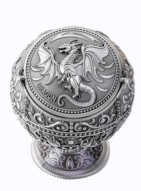 金属复古龙创意飞龙烟灰缸带盖防风个性潮流家饰工艺品摆件