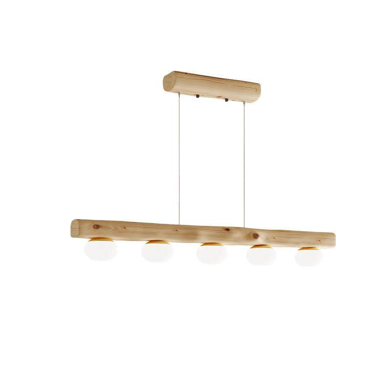 实木吊灯北欧原木奶油风格亚克力灯罩长条简约餐厅吧台灯具高透光