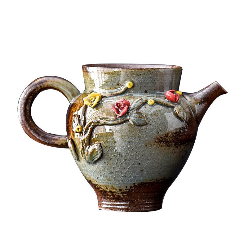 工柴烧防公道杯家IKM用陶瓷分茶杯大号手烫捏花茶海复日式古茶道