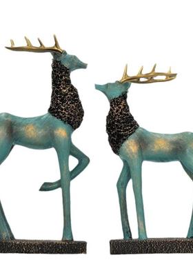 欧式创意摆件家居饰品古典奢华高贵麋鹿头办公室桌面摆设软装饰品