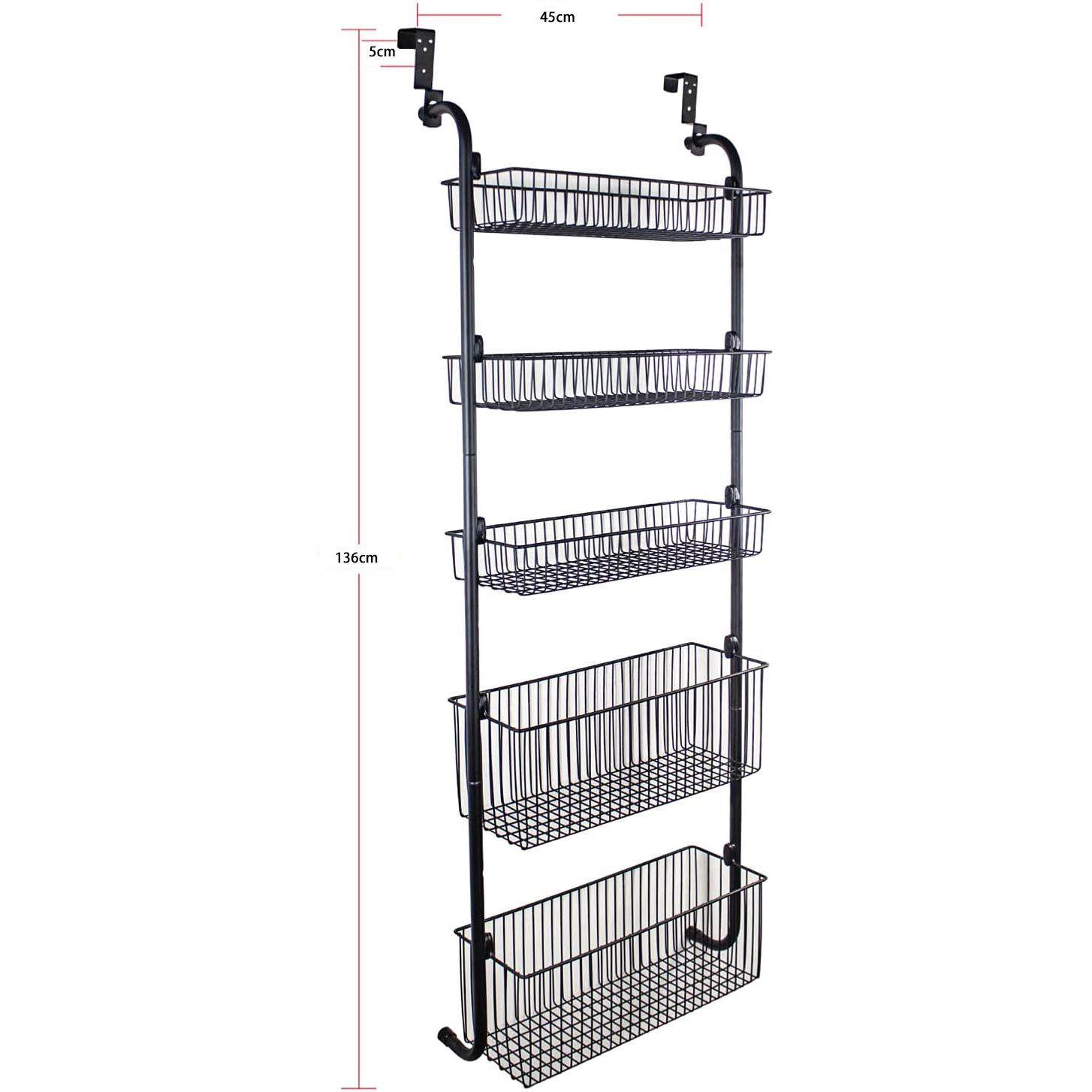 门后挂篮架免打孔易安装无痕多功能四层五层省空间置物架门上