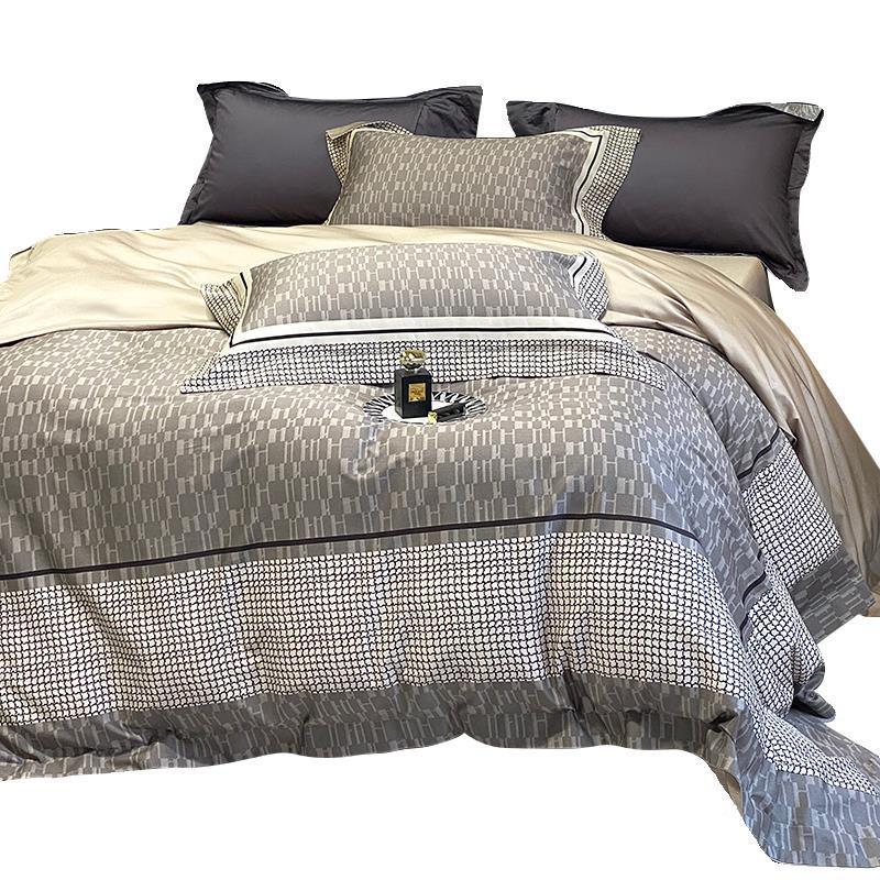 轻风棉120支长绒棉奢四件套数码印高L2端花纯棉被套床单床上全用