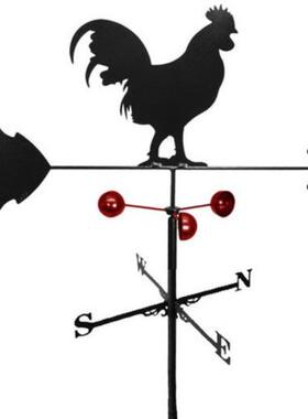 新款红瓢公鸡剪影风向标不锈钢喷漆指针铁艺摆件花园插件