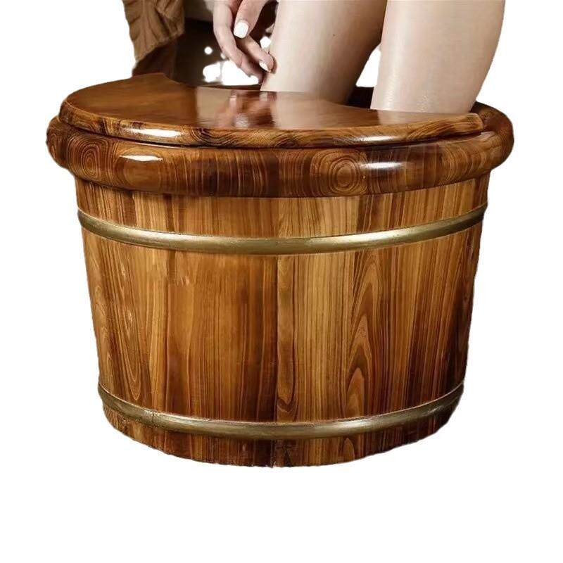 碳化香柏木泡脚木桶洗脚盆按摩加厚保桶实木足浴桶洗脚盆家居浴足
