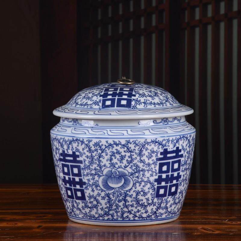 茶叶罐陶瓷密封罐青花瓷摆件普洱七子饼茶饼罐散装白茶生普储茶罐