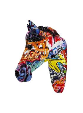 家居饰品炫彩马头壁挂摆件客厅摆饰客厅玄关装饰品树脂工艺品