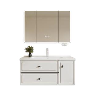 中古风浴室柜防潮不锈钢蜂窝铝陶瓷洗手台带抽屉浴室柜陶瓷一体盆