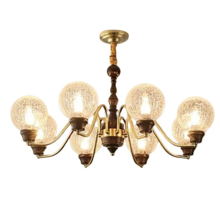 全铜复古围浪漫纹璃客厅吊灯法式裂胡桃玻木色高407级氛卧室餐厅