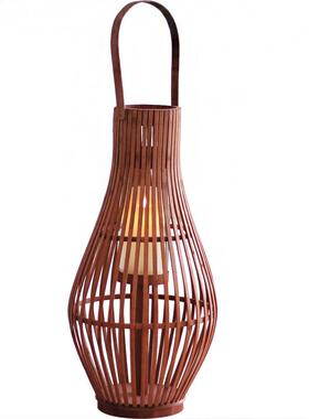 复古SH_FD_SL落地风摆灯天然竹编台灯笼样板间花庭院酒园店大烛厅