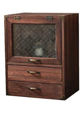 物古复实木桌面收纳置架收纳盒式抽屉杂物多层首SYR饰化妆品收纳