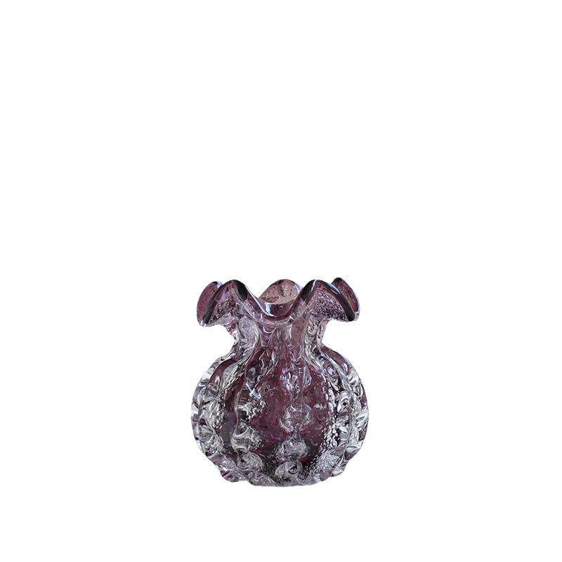 紫色福袋厚重气泡水晶艺术花瓶桌面玄关摆件家用客厅桌面花瓶
