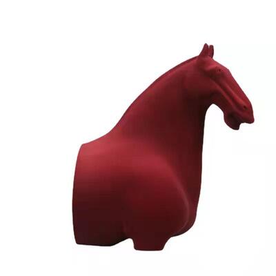 代极简植绒半身红色马摆件样板房店家居现面客厅桌摆TKK放软装饰