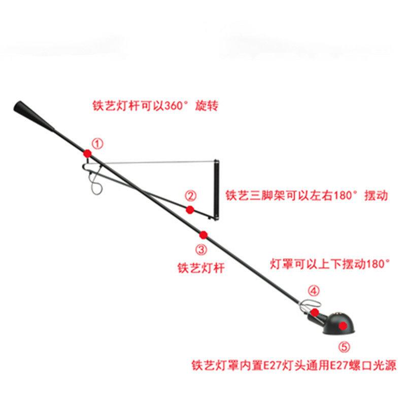 北欧后现长杆壁灯设计师创意loft265摇摆长臂个性简约壁灯灯具