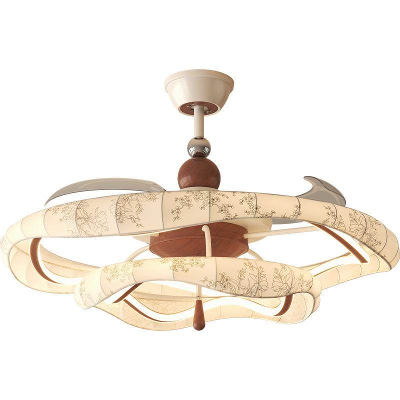 厅风扇灯古风胡桃木色高级感宋氏美艺学布智能客变频餐厅中吊扇灯,家装灯饰光源,风扇灯,淘宝优惠券,粉丝福利购,淘宝优惠卷