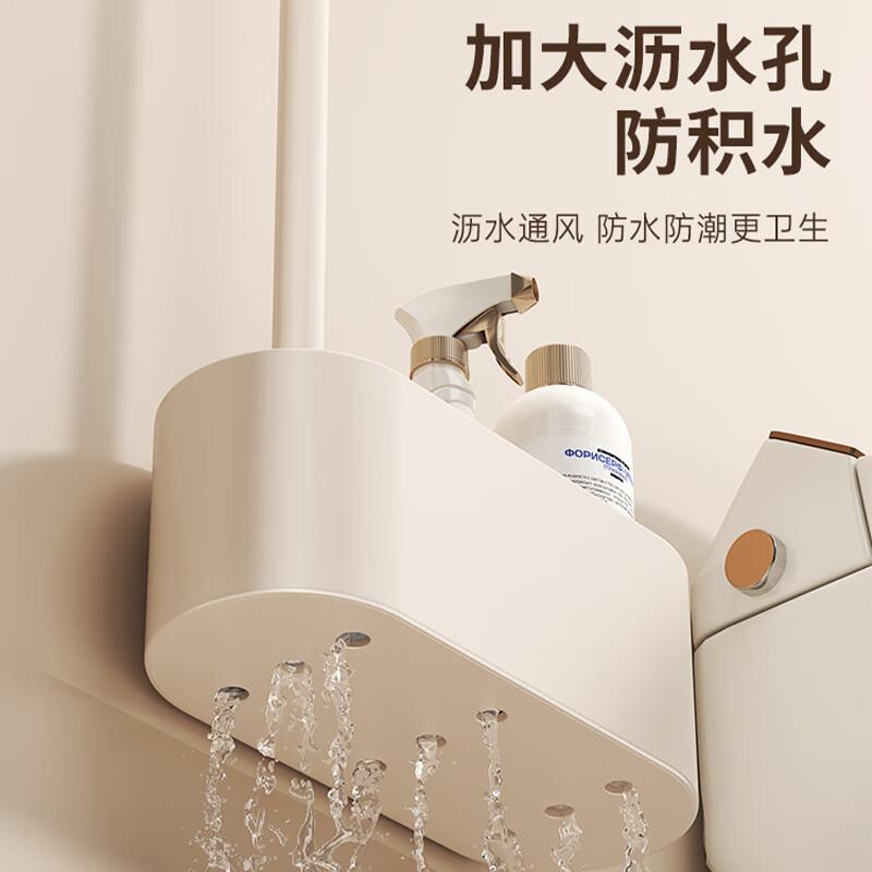 奶油风卫生间马桶刷置物架壁挂式厕所清洁软毛刷子马桶杯免打孔