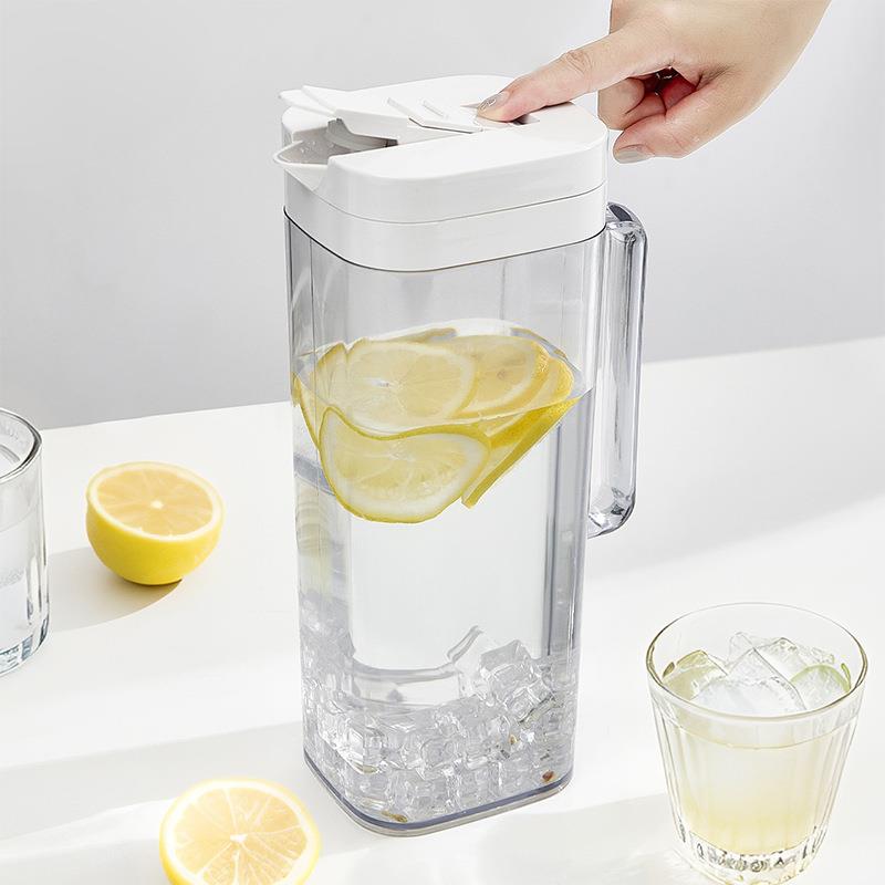 夏日透明翻盖冷水壶带把手耐冷耐热密封防漏凉水壶自制花茶凉茶壶