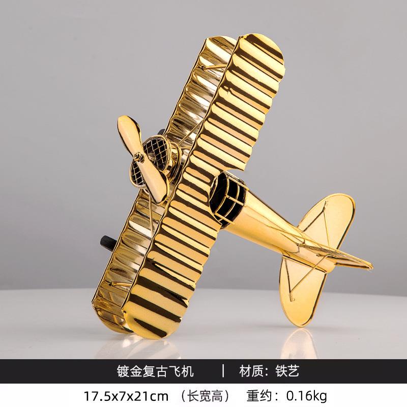 厂家欧式轻奢电镀银色飞机模型摆件创意个性酒柜玄关家居摆设