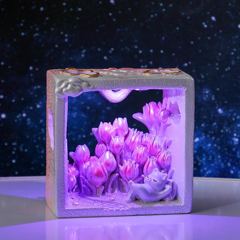 创意海洋海豚小夜灯树脂工艺品发光卧室床头桌面摆件可爱学生礼品