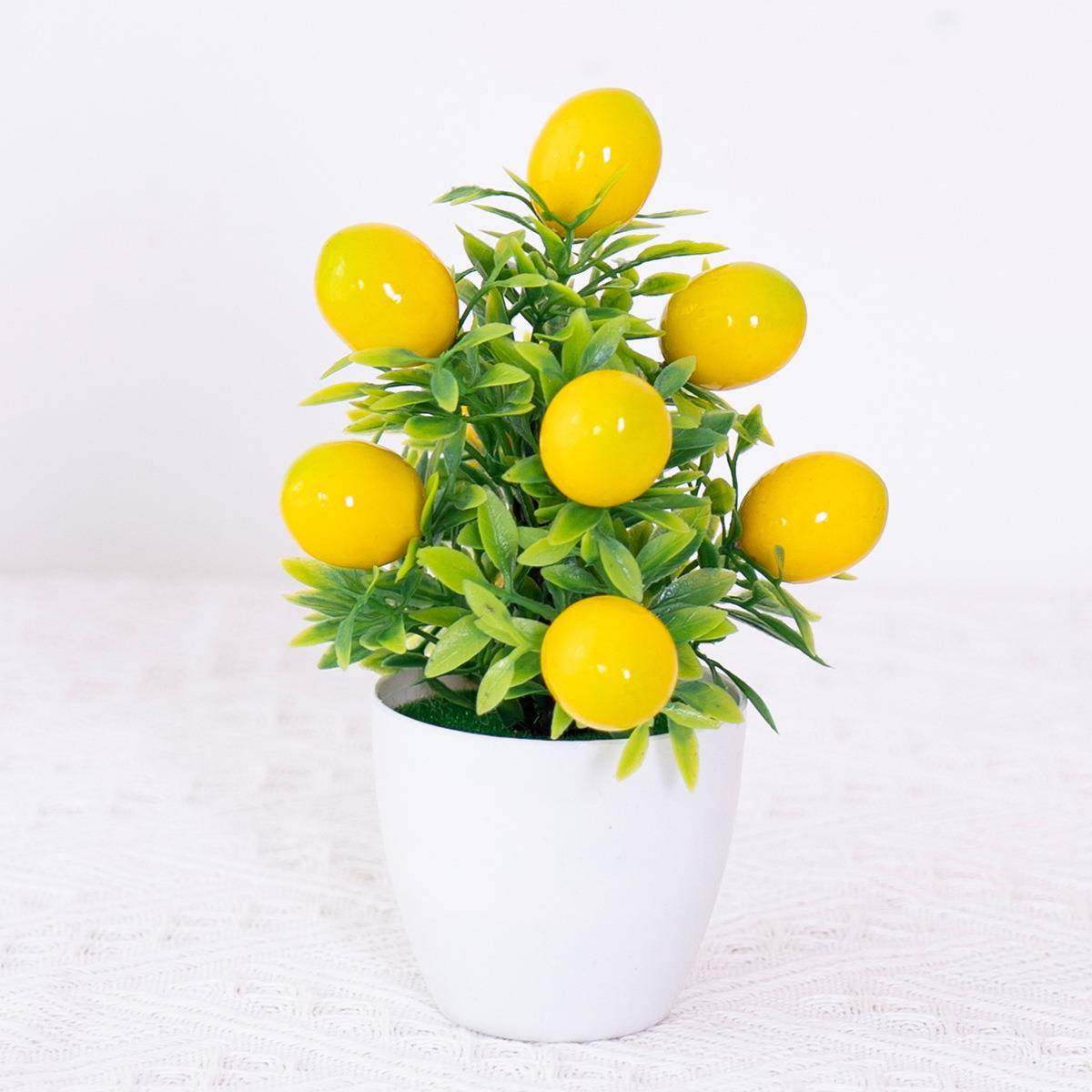 现货迷你柠檬仿真盆栽人造水果盆景DIY办公桌面装饰摆件