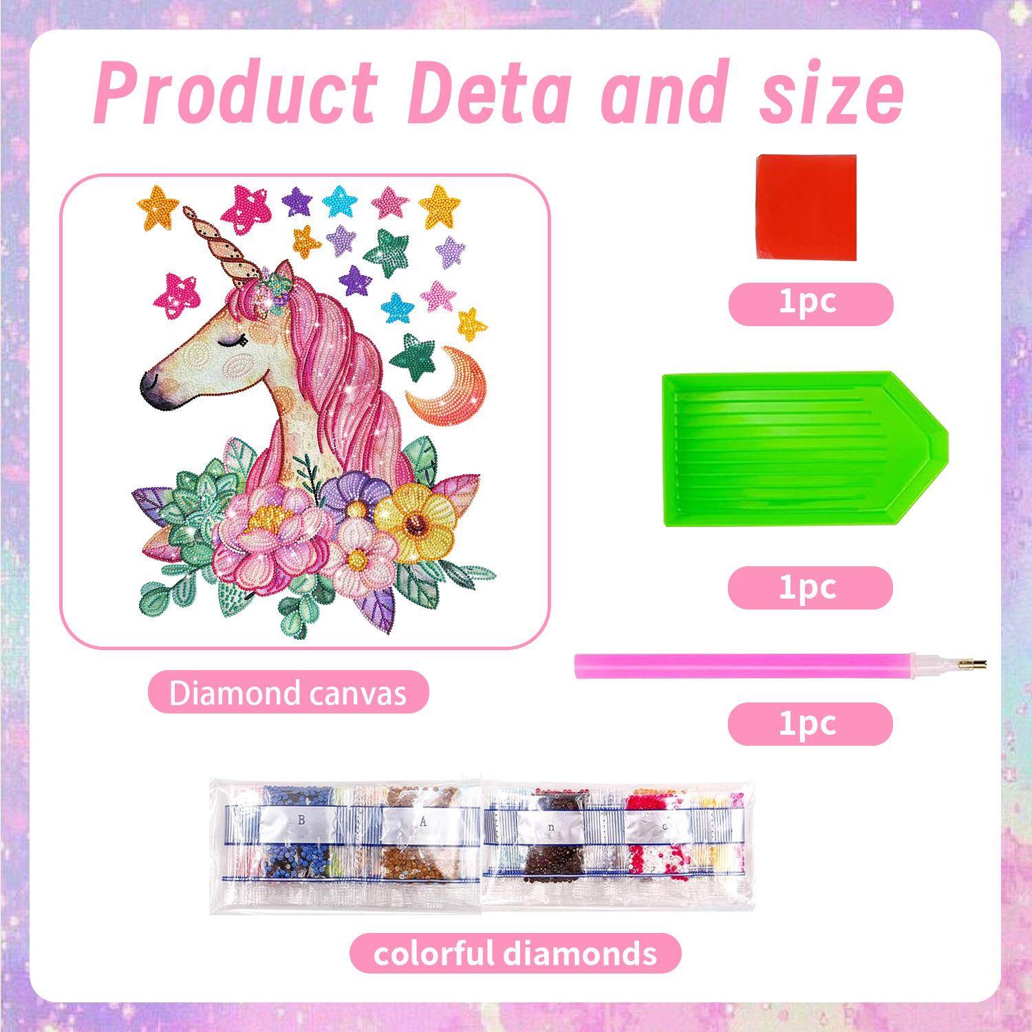 钻石画随意贴 5D独角兽冰箱随心贴画大尺寸字母儿童益智贴纸