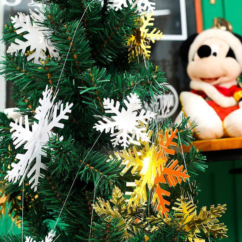 圣诞节12朵D立体小号雪花挂饰卡纸串拉花拉条装饰商店布置用品