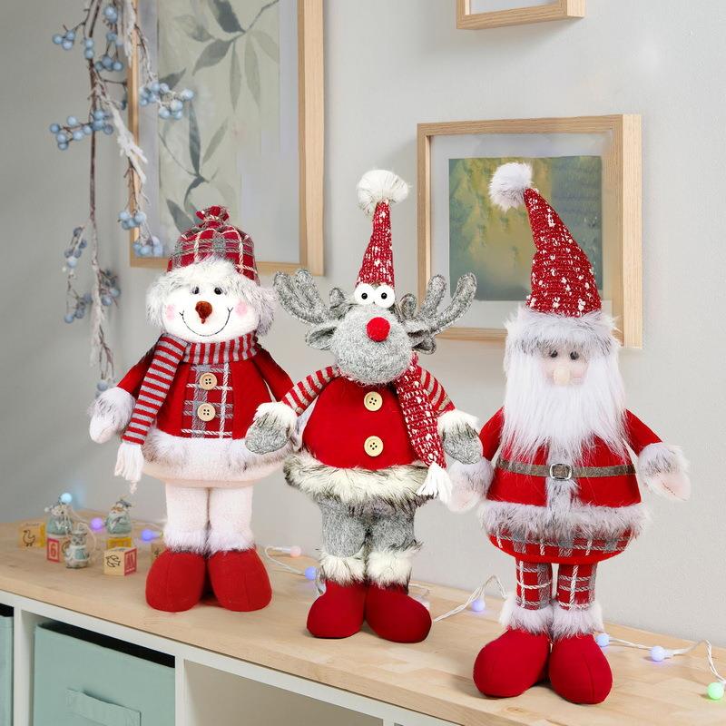 圣诞老人雪人驯鹿娃娃公仔圣诞树装饰品站姿玩偶摆件橱窗道具礼物