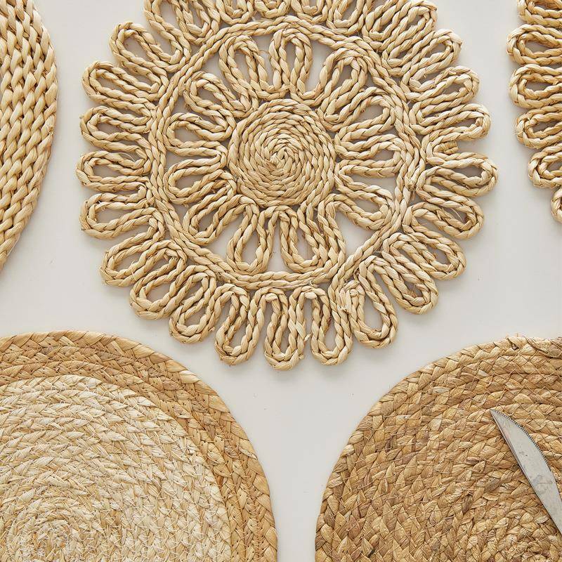 跨境电商自然色隔热垫日式环保黄麻餐垫玉米皮碗垫锅垫桌垫