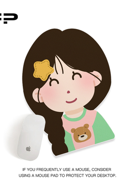 FIREPRINCESS微笑女孩异形鼠标垫女生护腕小号键盘垫电脑滑鼠垫