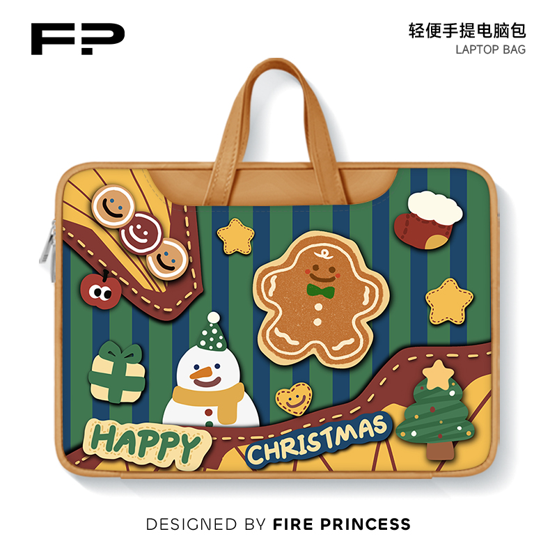 FIREPRINCESS姜饼人女生新款笔记本电脑包macbook14手提内胆包华为matebook16寸防摔防震通勤ipad小众保护套
