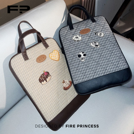 FIREPRINCESS甜品刺绣2025新款笔记本电脑包女适用苹果macbook平板手提内胆包14寸华为联想荣耀16收纳保护套
