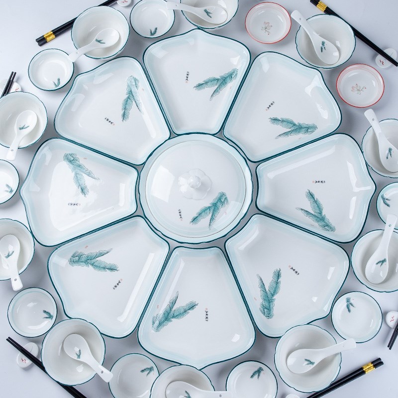 套盘陶瓷盘子拼盘餐具组合套装家用碗碟团圆创意菜盘圆桌聚餐
