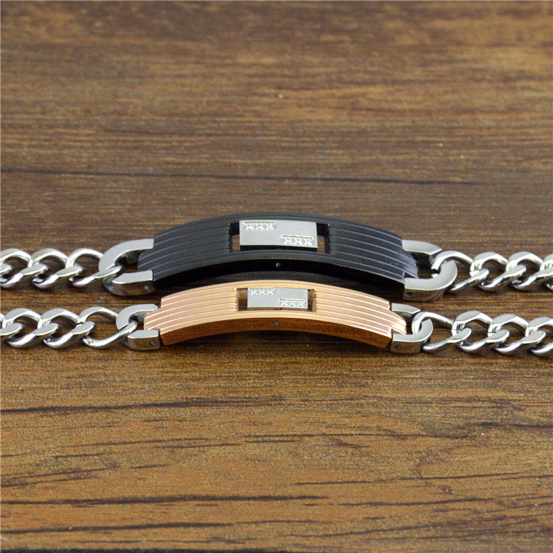 欧美情侣热卖手錬男士女式时尚饰品钛钢镶钻首饰生日礼物STB002