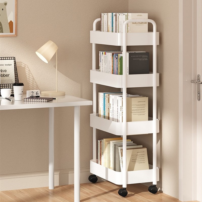 书架置物架落地移动儿童简易小推车收纳阅读多层书本转角家用书柜