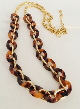 毛衣链 taln@ 看好尺寸不退 1202 金色 豹纹压克力圈圈 拼接