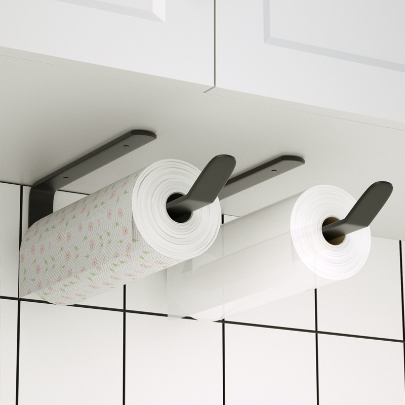 厨房纸巾架保鲜膜吸油用纸挂架免打孔壁挂式卷筒卫生纸杆整体橱柜