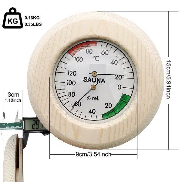 2 In 1 Round Digital Sauna Wooden Thermometer Hygrometer