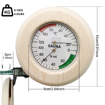 2 In 1 Round Digital Sauna Wooden Thermometer Hygrometer