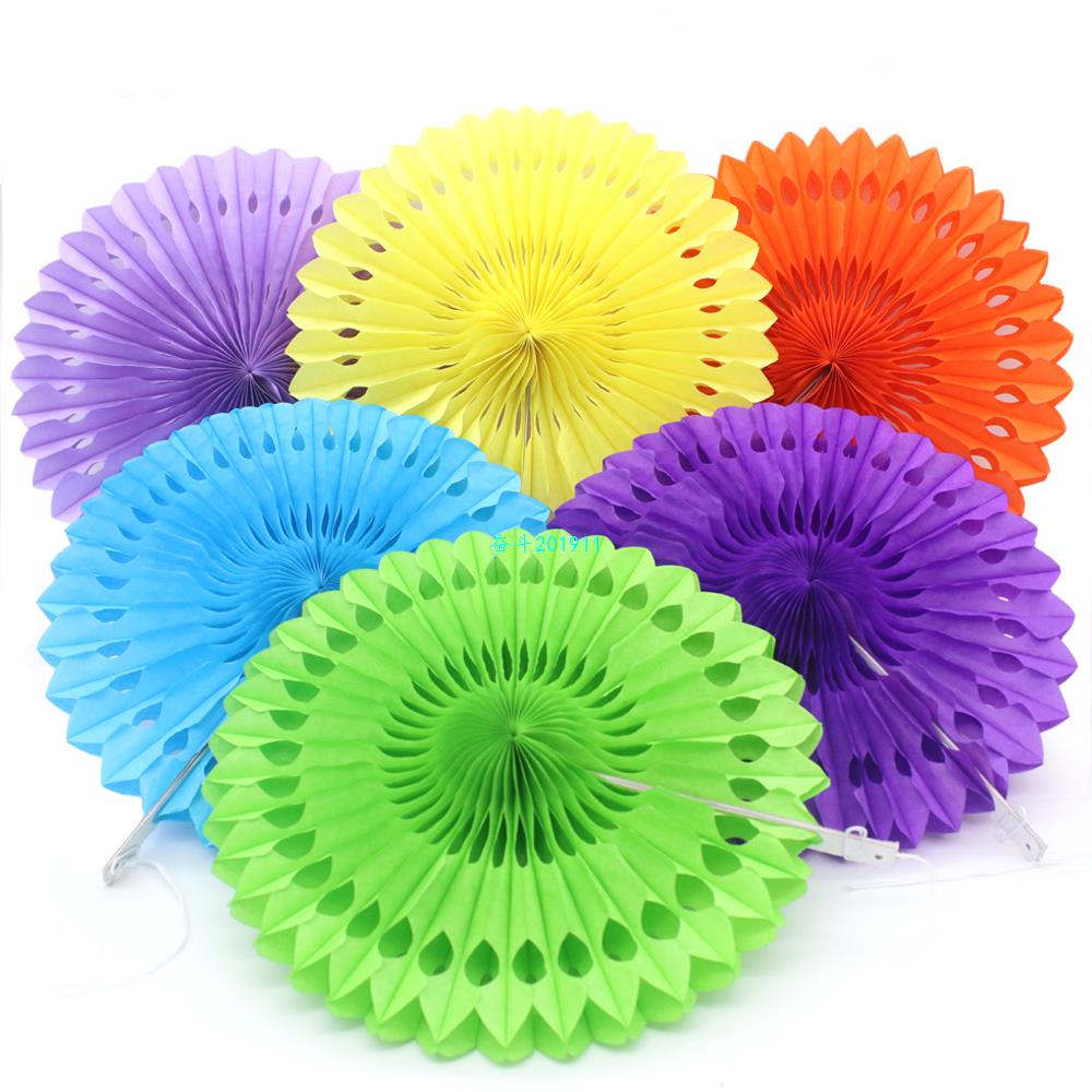 1pcs Colorful Paper Fans Birthday Party Hanging Decor Hang S