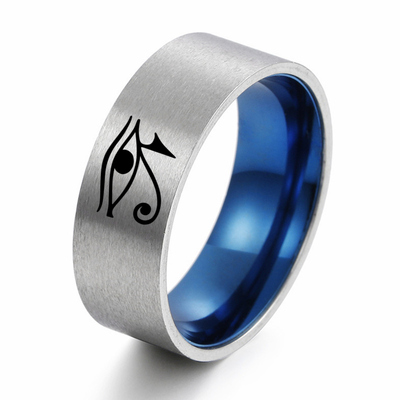GODS EYE SIGNET RING FOR MEN TITANIUM STEEL BLACK EGYPTIAN