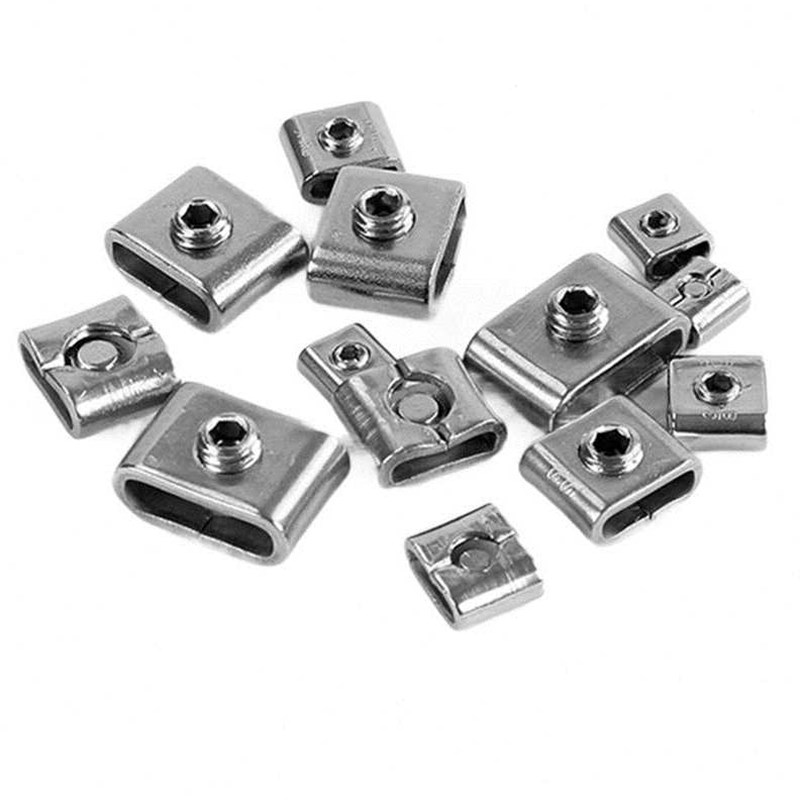 伏兴不锈钢螺丝型扎扣304不锈钢盘带打包扣可定制电杆抱箍标志牌